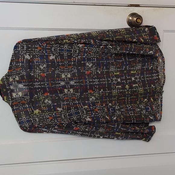 Cabi Sz L Sheer Button Up Front Long Sleeve Top - Picture 5 of 5